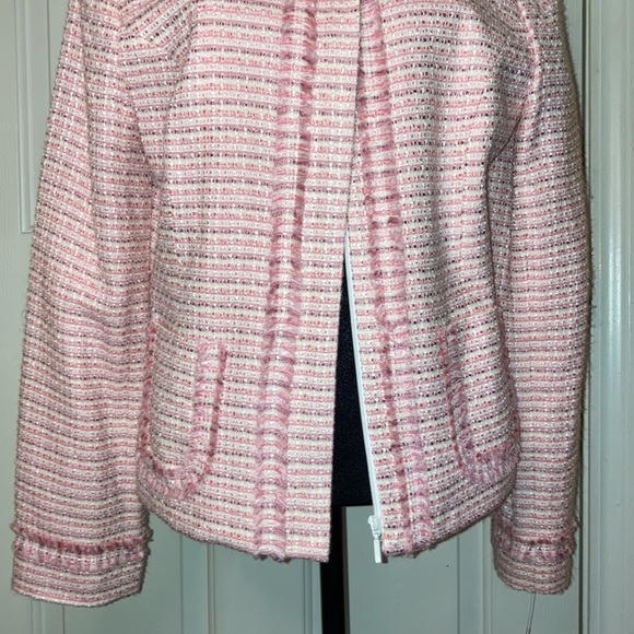 Women’s Blazer Size 12 apostrophe Pink Twead Jacket Purple Zipper in Front - Picture 2 of 14